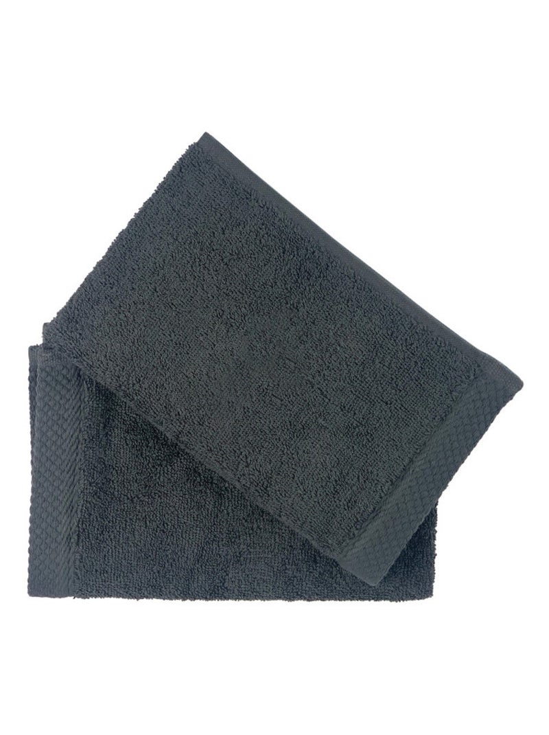 Serviette invité - Coton Pur - 100% Coton peigné longues fibres gris anthracite - Kiabi