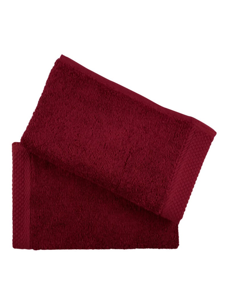 Serviette invité - Coton Pur - 100% Coton peigné longues fibres Rouge cerise - Kiabi