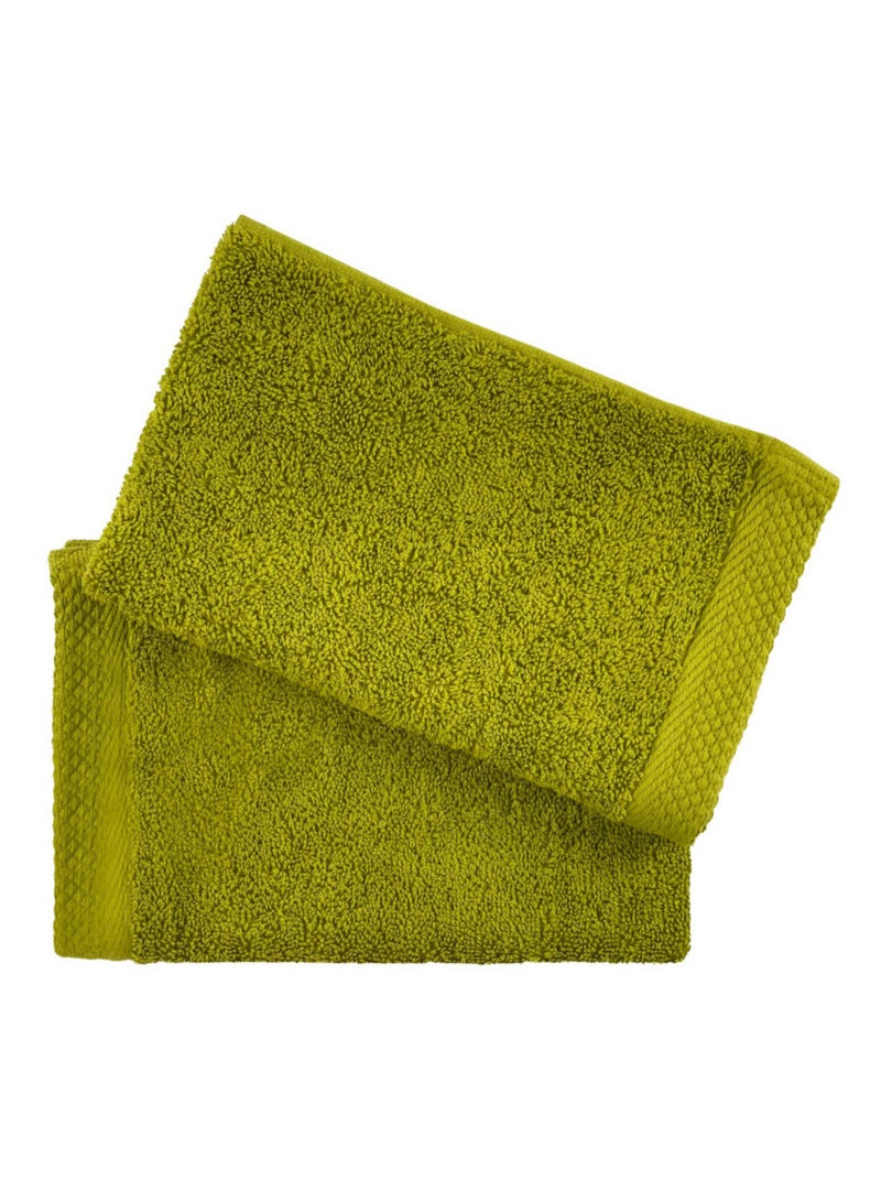 Serviette invité - Coton Pur - 100% Coton peigné longues fibres Vert olive - Kiabi