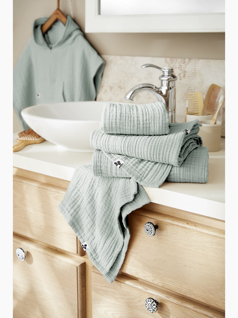 Serviette invité - quadruple gaze de coton 220 g/m² - gaïa Vert eucalyptus - Kiabi