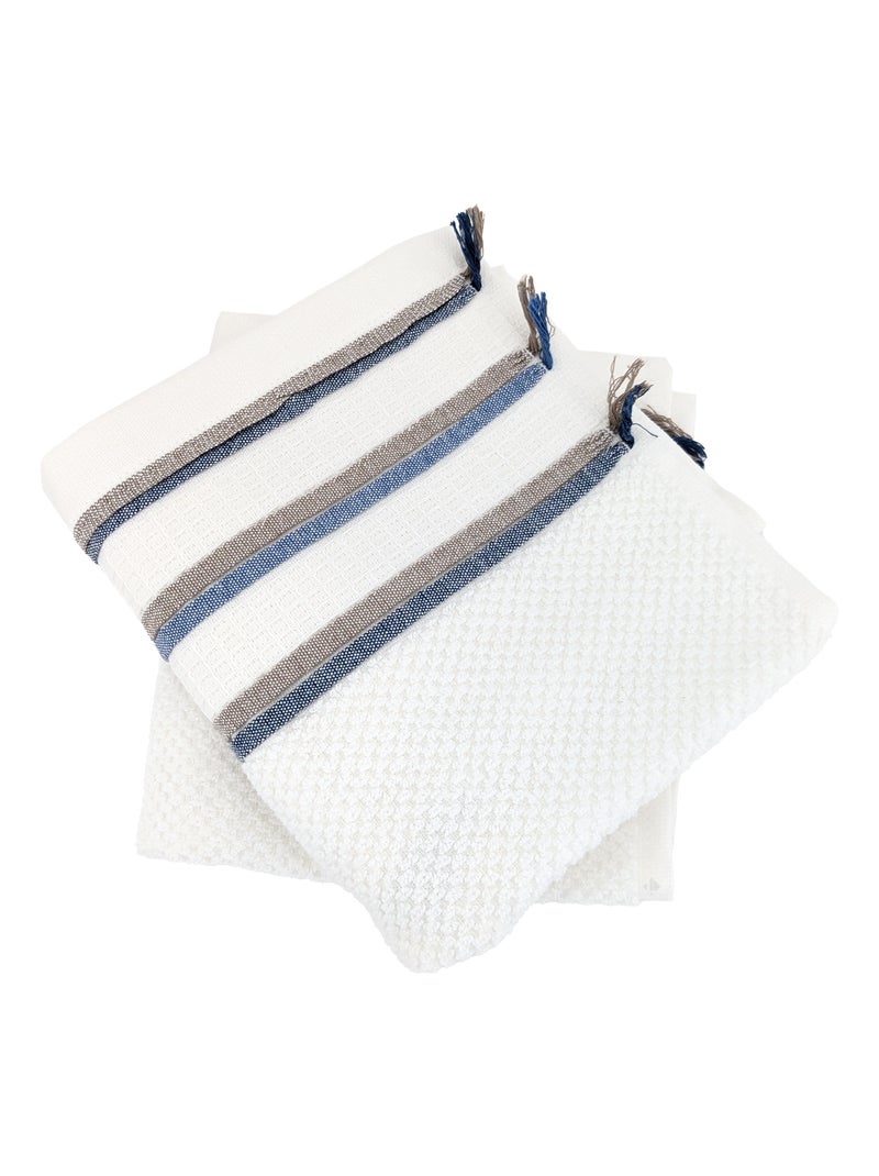 Serviette invité collection SERATA Blanc Bleu - Kiabi