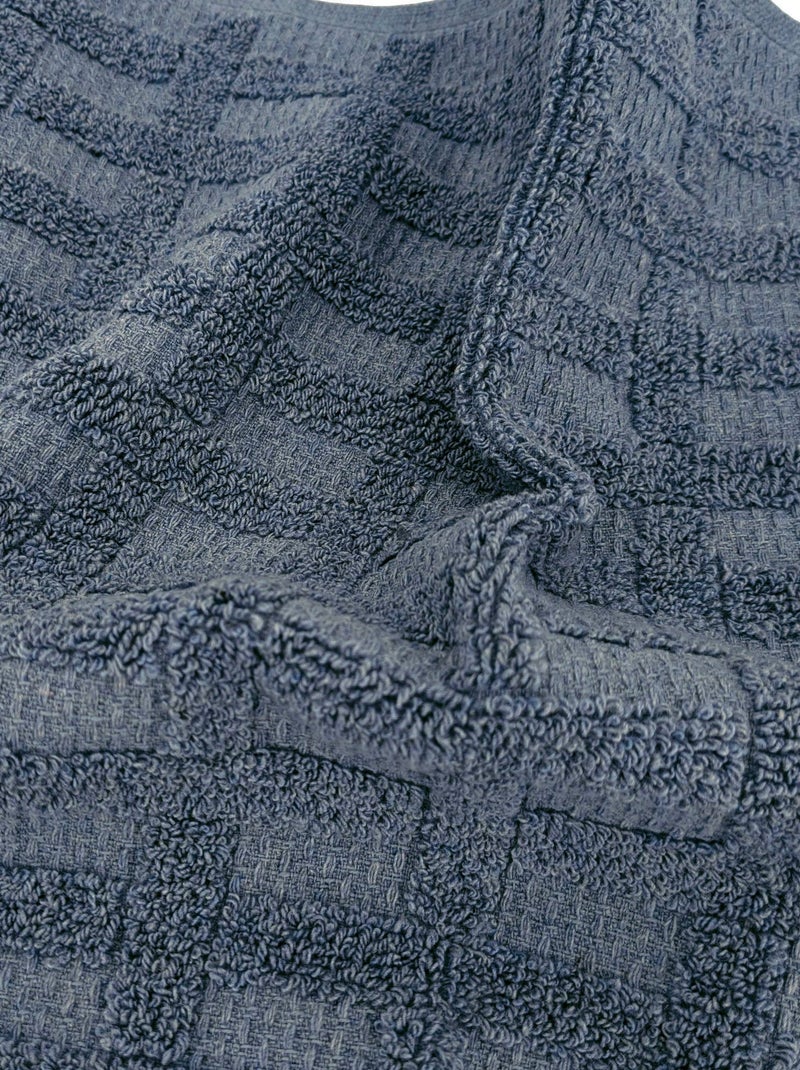 Serviette invité coton collection DENIM Quadrillé Bleu foncé - Kiabi