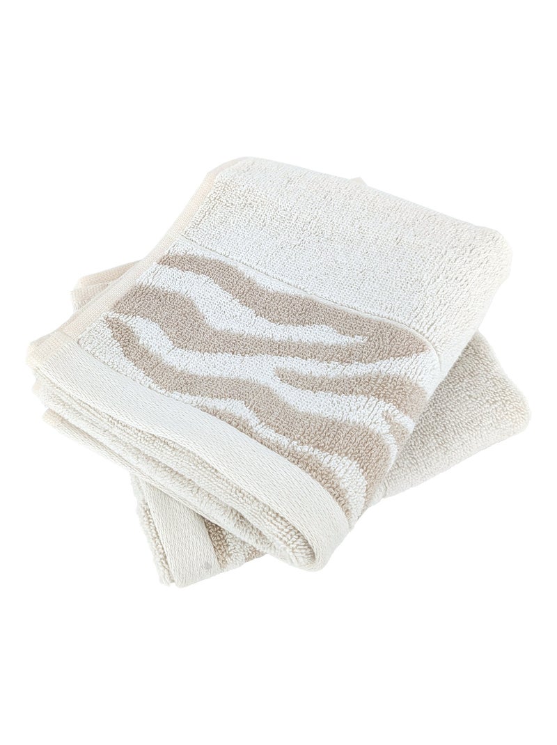 Serviette invité coton ZEBRA SOFT Zèbre/Uni Beige - Kiabi