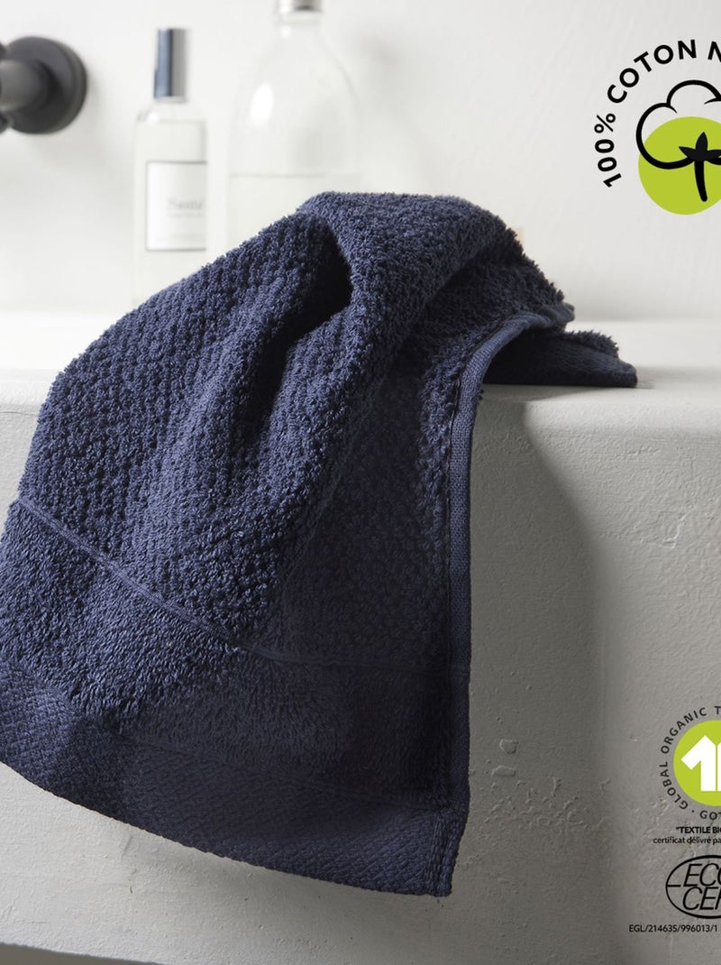 Serviette invité en coton BIO Bleu foncé - Kiabi