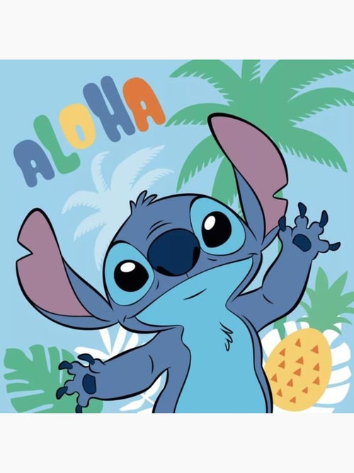 Serviette invité enfant - 30x30 cm 100% coton, bleu - lilo & stitch disney - Kiabi