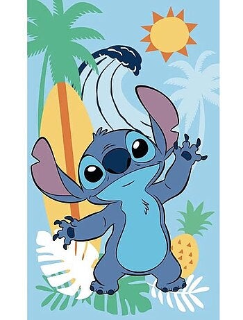 Serviette invité enfant - 30x50 cm 100% coton aloha, bleu - lilo & stitch disney