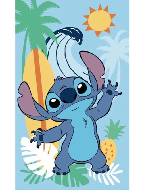 Serviette invité enfant - 30x50 cm 100% coton aloha, bleu - lilo & stitch disney - Kiabi