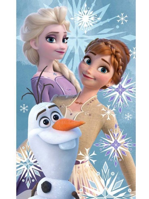 Serviette invité enfant - 30x50 cm 100% coton, bleu - la reine des neiges disney - Kiabi