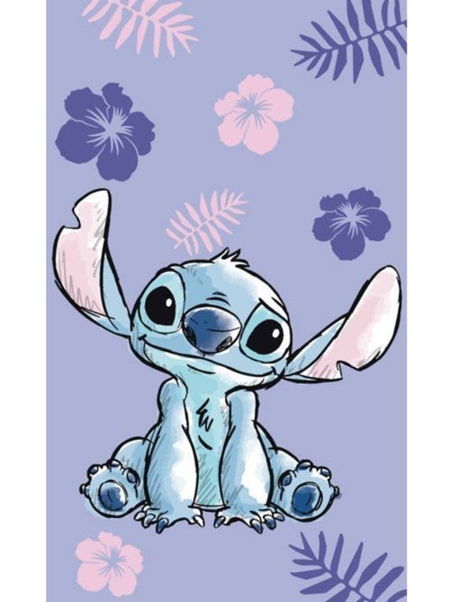 Serviette invité enfant - 30x50 cm 100% coton, violet - lilo & stitch disney - Kiabi