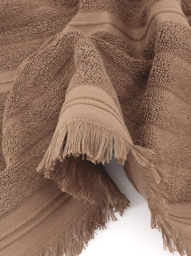 Serviette invité NATURAL STRIPES Marron - Kiabi