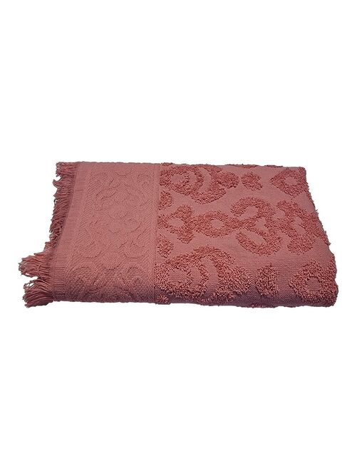 Serviette JACQUARD à franges - Rose - Kiabi