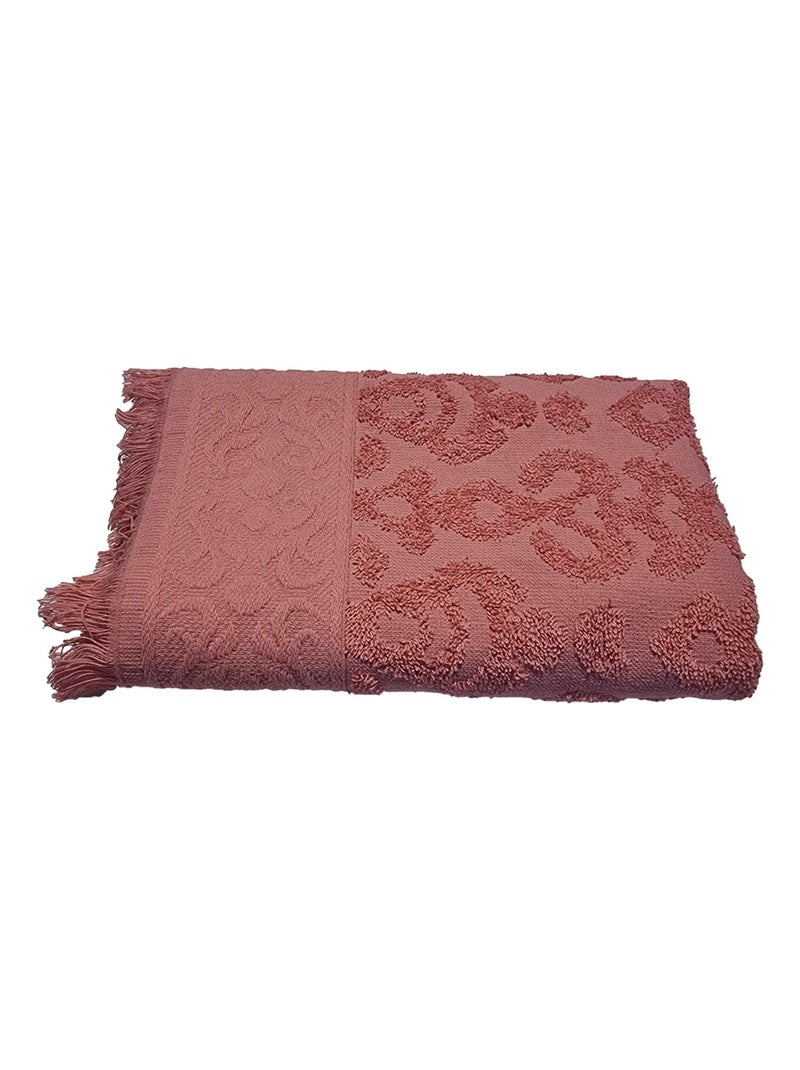 Serviette JACQUARD à franges - Rose Rose - Kiabi