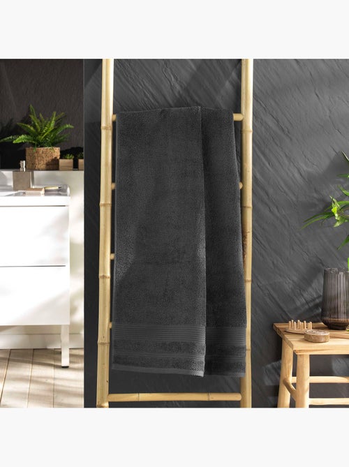 Serviette ou drap de douche 70 x 130 cm Tendresse anthracite - Kiabi