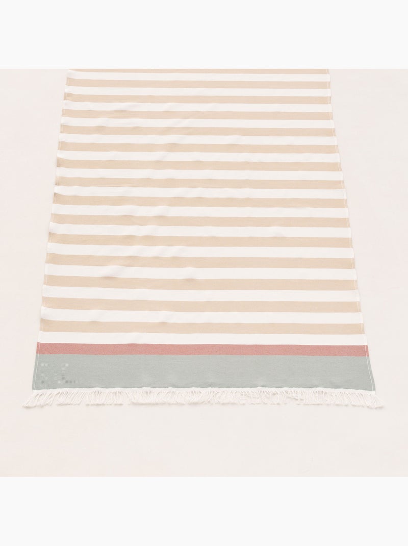 Serviette paréo de plage, tissu en relief, fouta - Gamusi. Beige - Kiabi