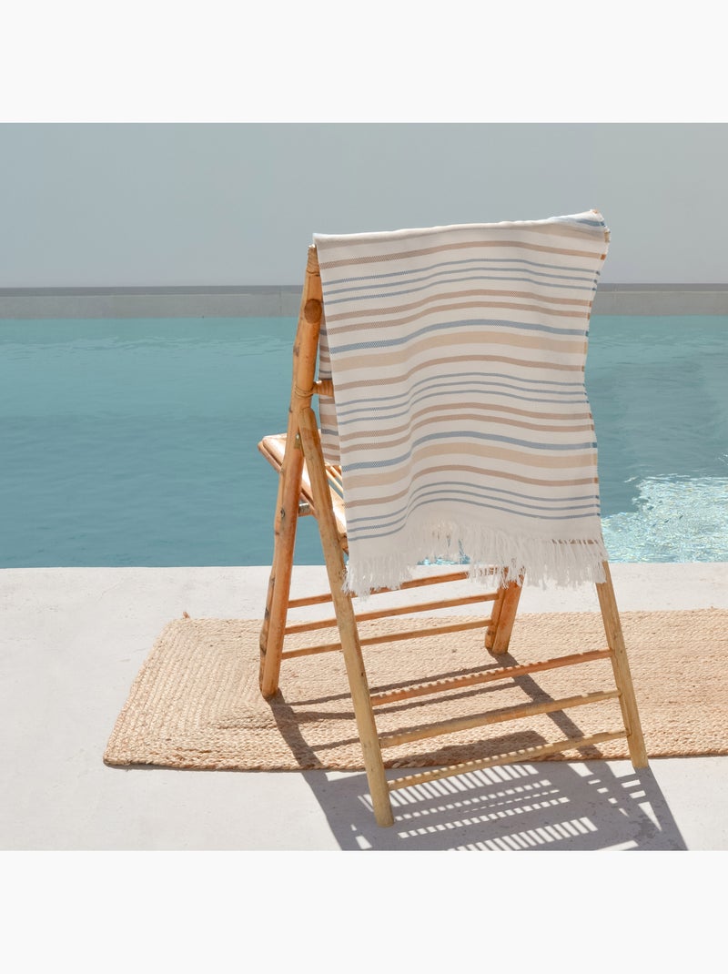 Serviette paréo de plage, tissu en relief, fouta - Gamusi. Blanc Bleu ciel Gris - Kiabi