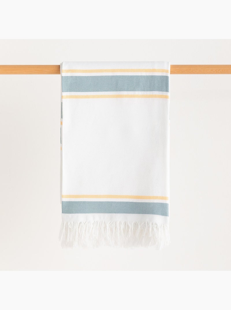 Serviette paréo de plage, tissu en relief, fouta - Gamusi. Blanc Vert - Kiabi