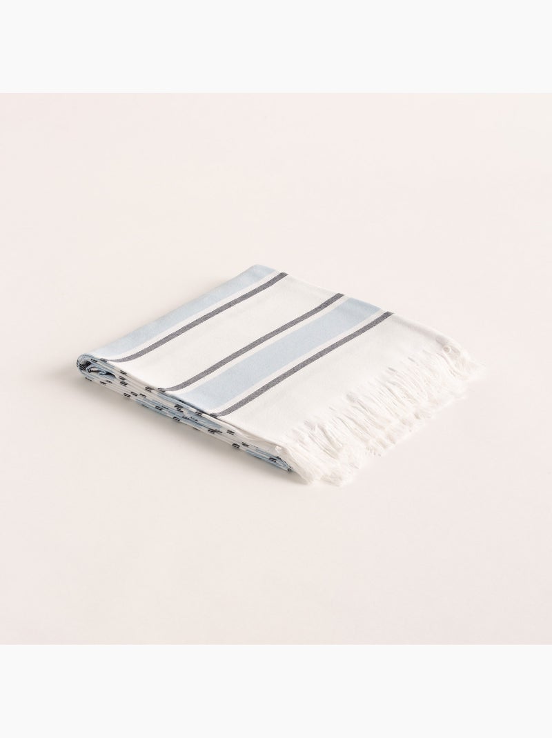 Serviette paréo de plage, tissu en relief, fouta - Gamusi. Bleu ciel - Kiabi