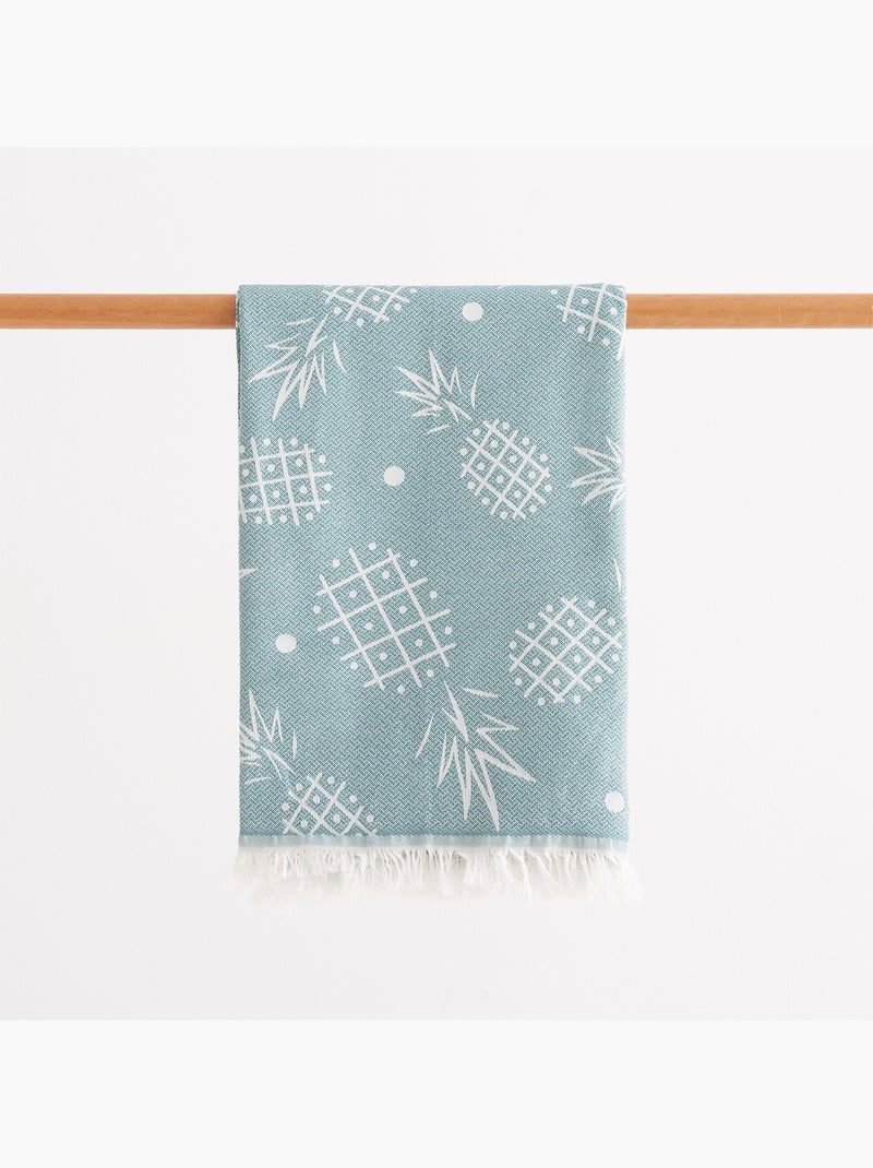 Serviette paréo de plage, tissu en relief, fouta - Gamusi. Bleu clair - Kiabi