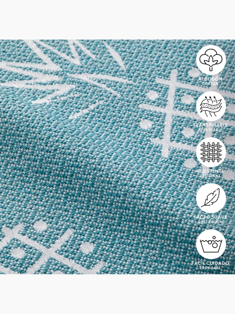 Serviette paréo de plage, tissu en relief, fouta - Gamusi. Bleu clair - Kiabi