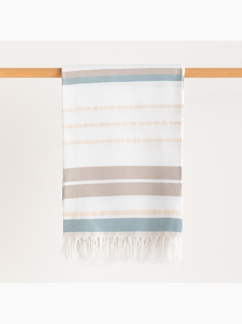 Serviette paréo de plage, tissu en relief, fouta - Gamusi. Bleu Gris - Kiabi