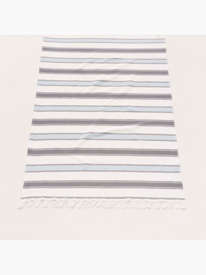 Serviette paréo de plage, tissu en relief, fouta - Gamusi. Bleu marine - Kiabi
