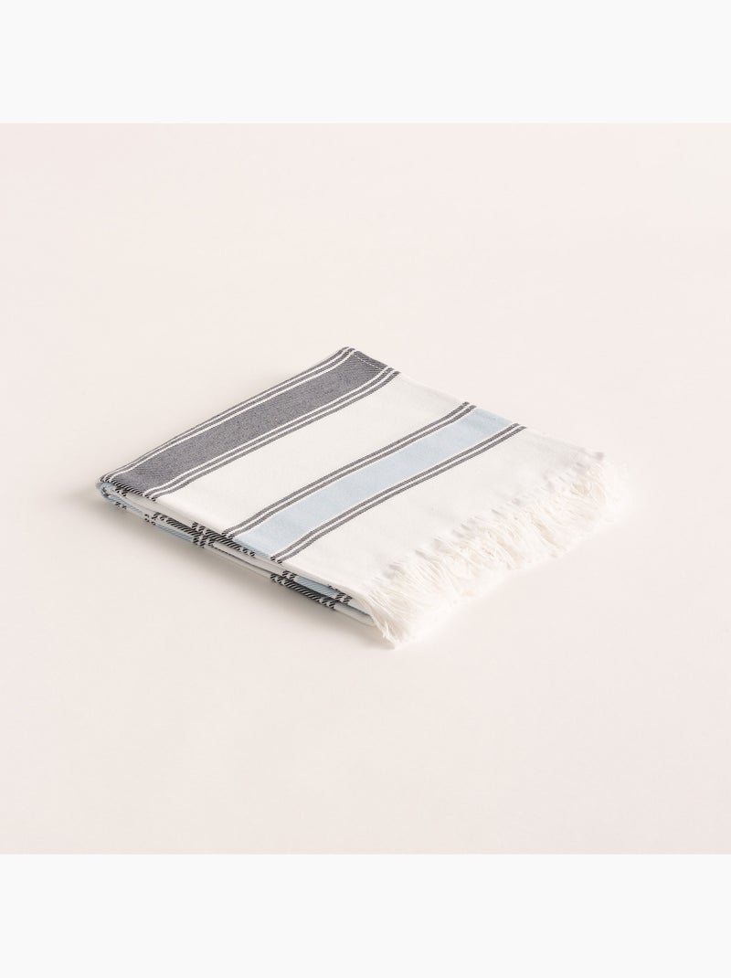 Serviette paréo de plage, tissu en relief, fouta - Gamusi. Bleu marine - Kiabi