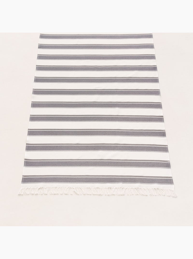 Serviette paréo de plage, tissu en relief, fouta - Gamusi. Bleu marine - Kiabi