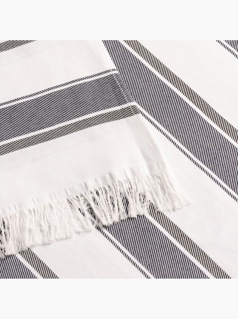 Serviette paréo de plage, tissu en relief, fouta - Gamusi. Bleu marine - Kiabi