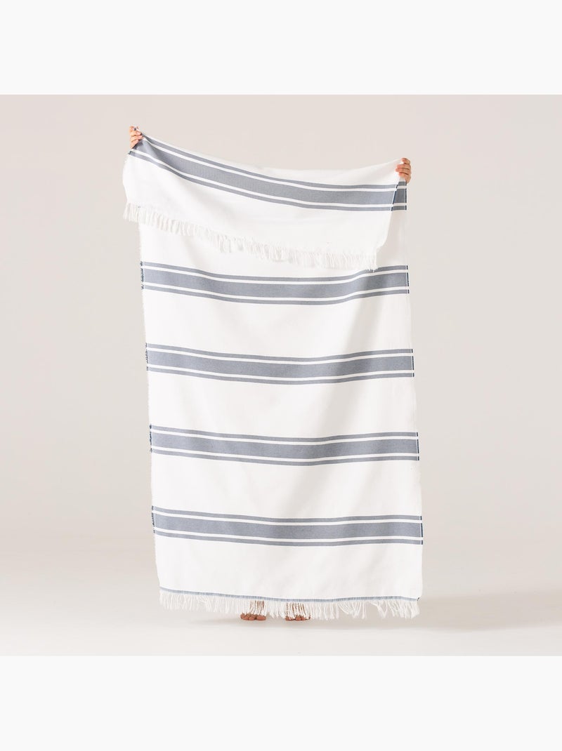Serviette paréo de plage, tissu en relief, fouta - Gamusi. Bleu - Kiabi
