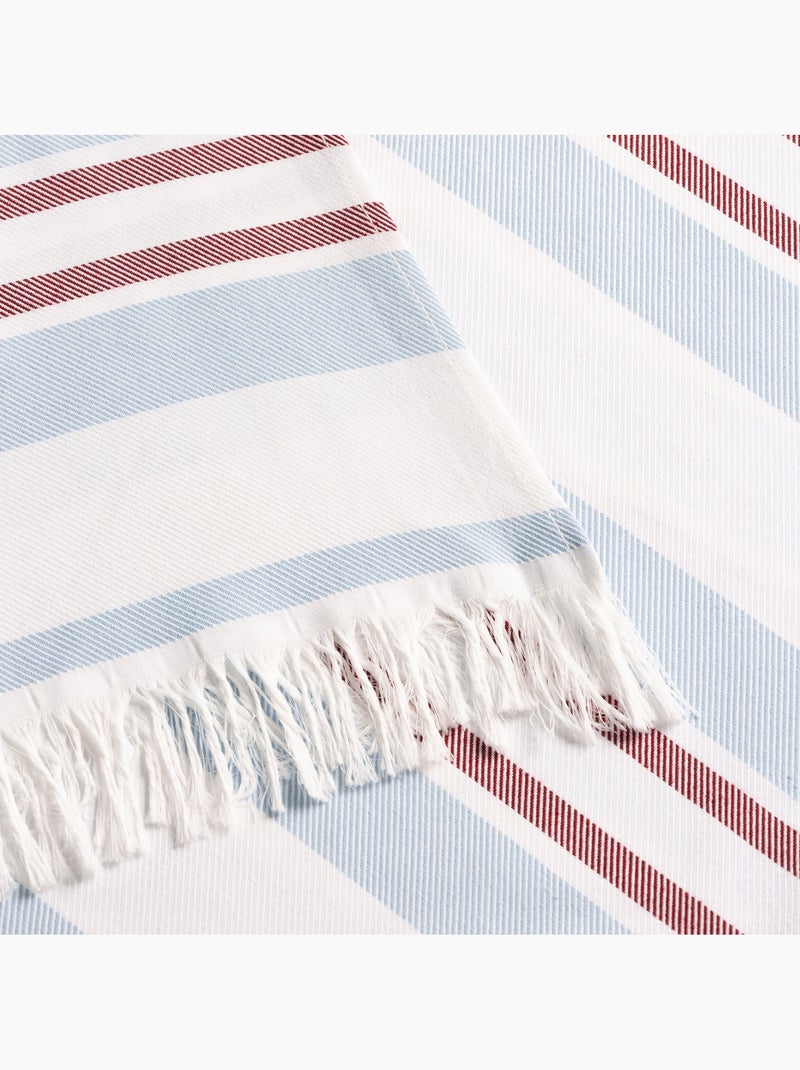 Serviette paréo de plage, tissu en relief, fouta - Gamusi. Bleu Rouge - Kiabi