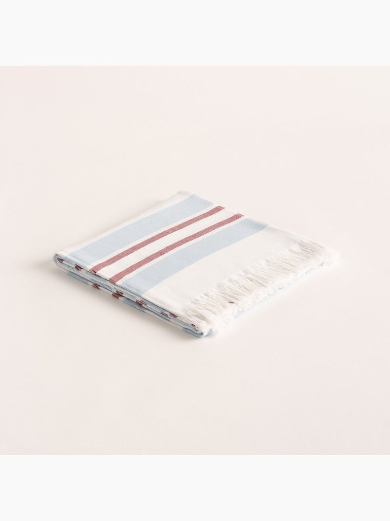 Serviette paréo de plage, tissu en relief, fouta - Gamusi. Bleu Rouge - Kiabi