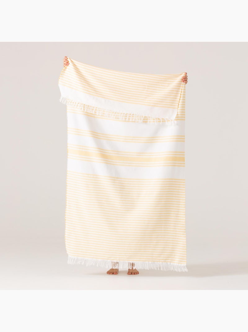 Serviette paréo de plage, tissu en relief, fouta - Gamusi. Jaune - Kiabi