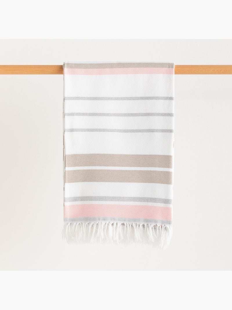Serviette paréo de plage, tissu en relief, fouta - Gamusi. Rose/Multicolore - Kiabi