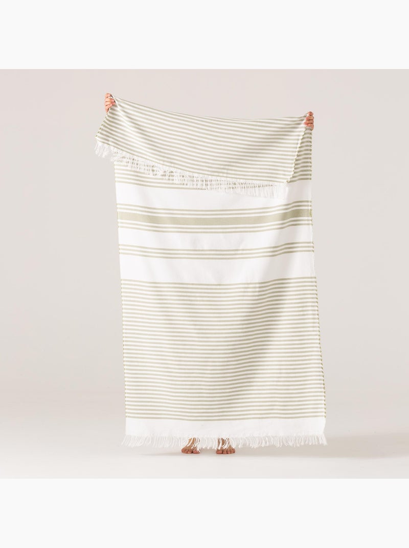 Serviette paréo de plage, tissu en relief, fouta - Gamusi. Vert - Kiabi