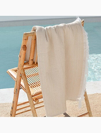 Serviette paréo de plage, tissu en relief, fouta - Gamusi.