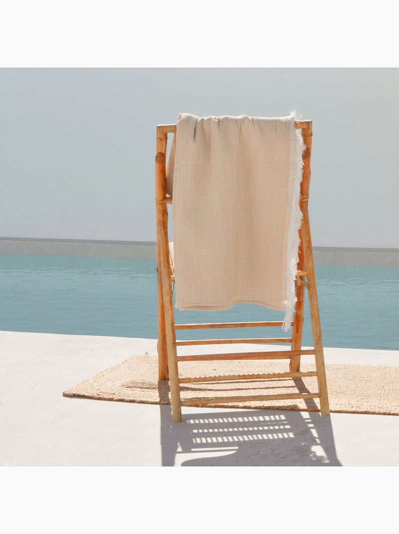 Serviette paréo de plage, tissu nid d’abeille, fouta - Gamusi. Beige - Kiabi