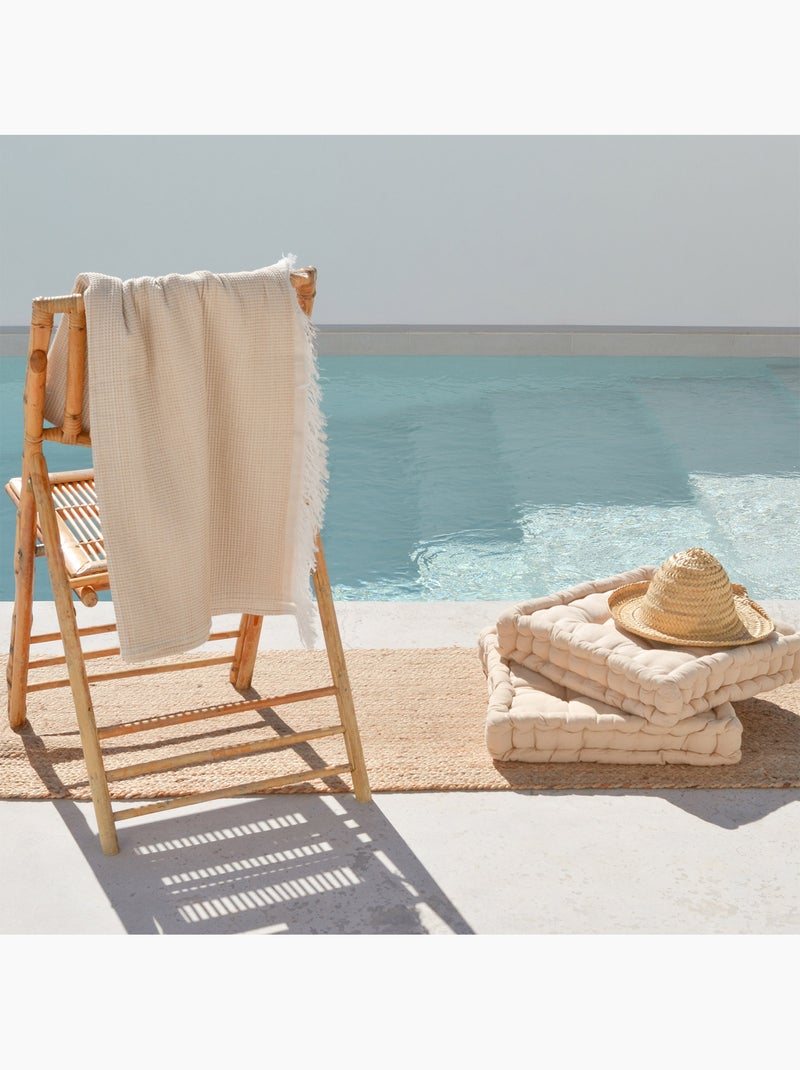 Serviette paréo de plage, tissu nid d’abeille, fouta - Gamusi. Beige - Kiabi