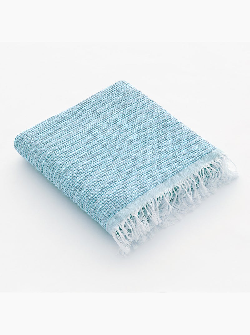 Serviette paréo de plage, tissu nid d’abeille, fouta - Gamusi. Bleu - Kiabi