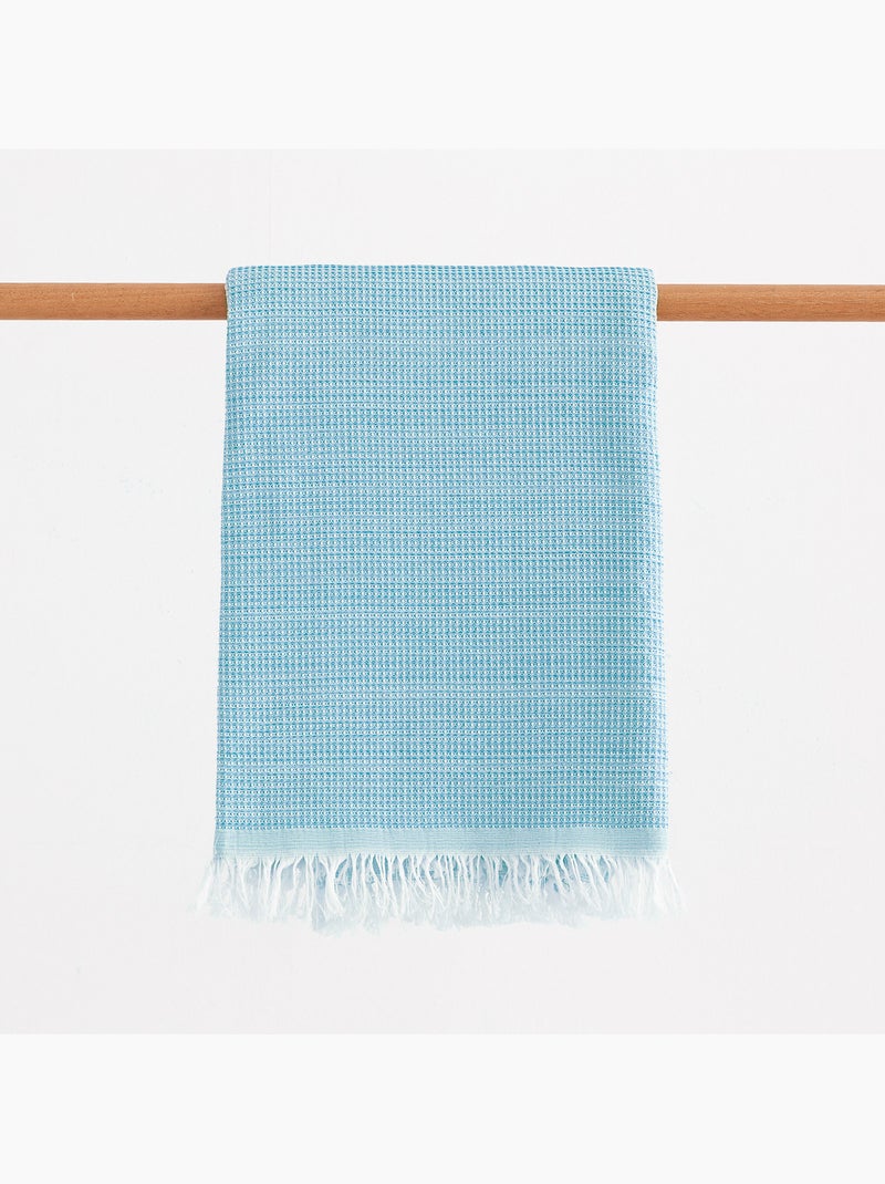 Serviette paréo de plage, tissu nid d’abeille, fouta - Gamusi. Bleu - Kiabi