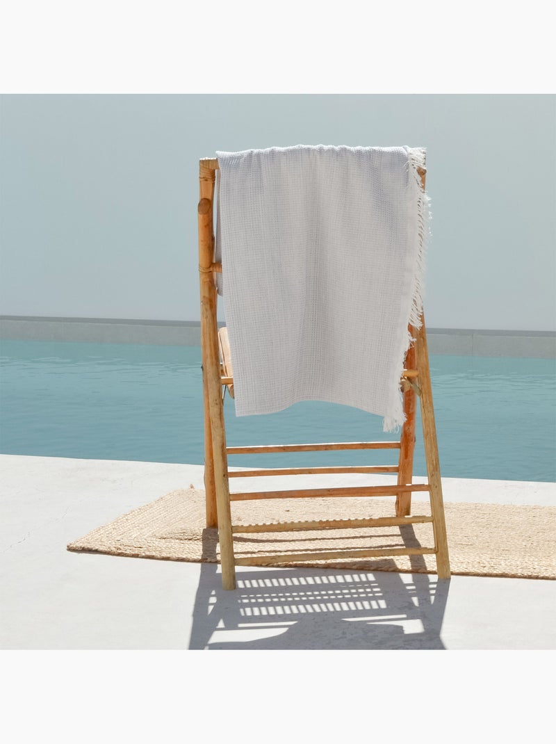 Serviette paréo de plage, tissu nid d’abeille, fouta - Gamusi. Gris clair - Kiabi