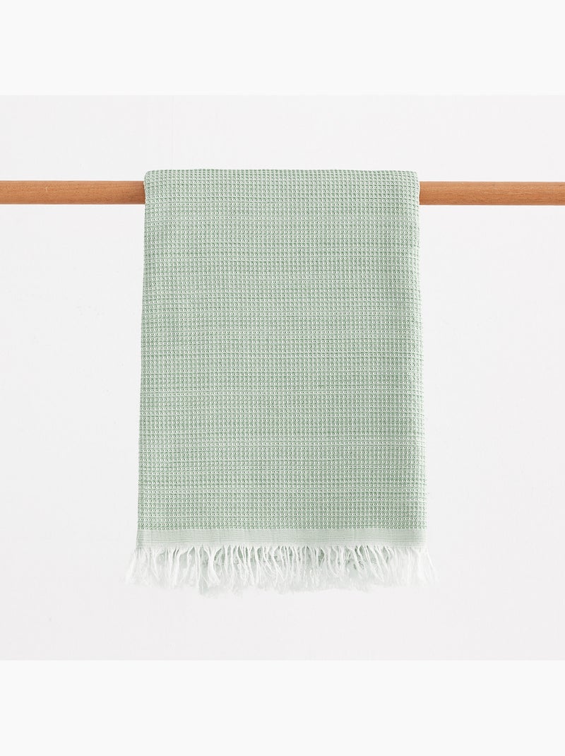 Serviette paréo de plage, tissu nid d’abeille, fouta - Gamusi. Vert olive - Kiabi