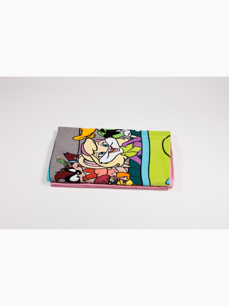 Serviette Plage Looney Tunes Warner Bros. 100 ans 70x140cm – Édition Collector – 100% Coton Noir Rose - Kiabi