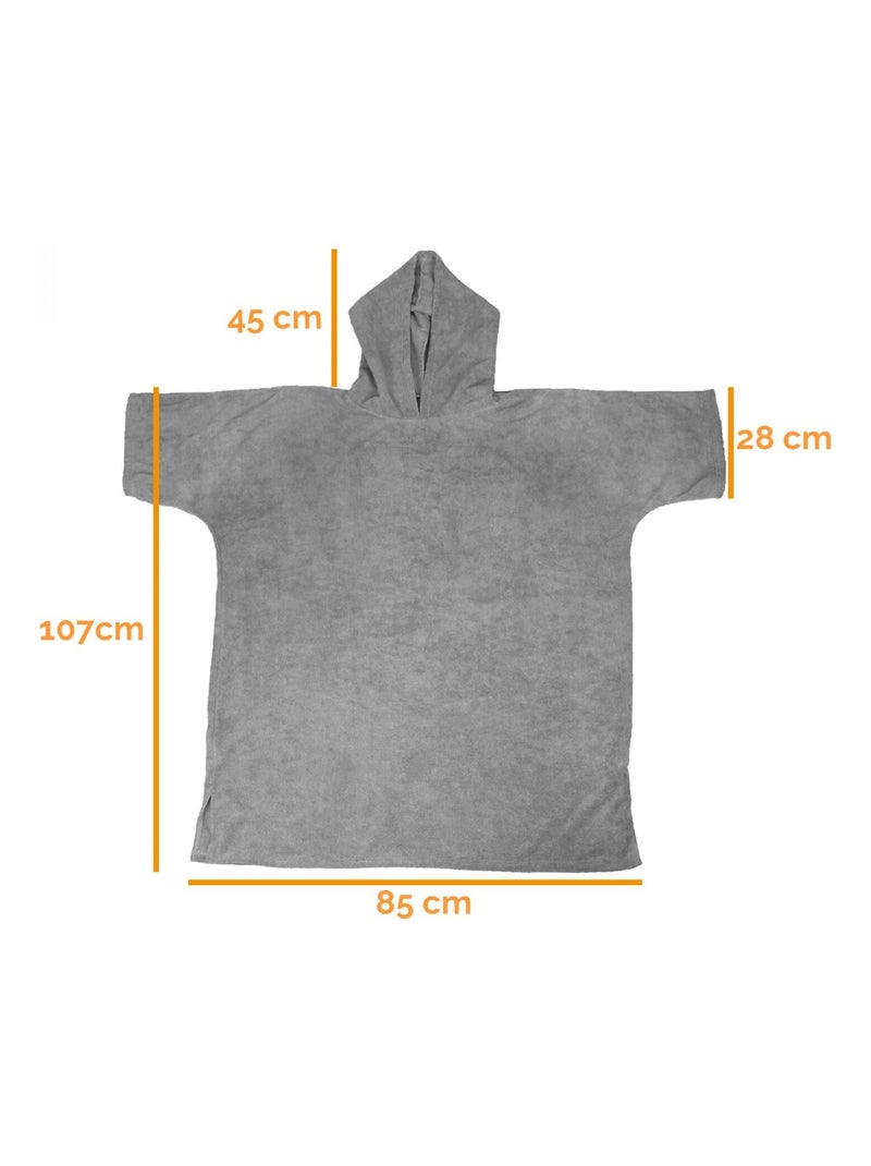 Serviette poncho de bain ou de plage - Adulte - Vivezen Gris - Kiabi