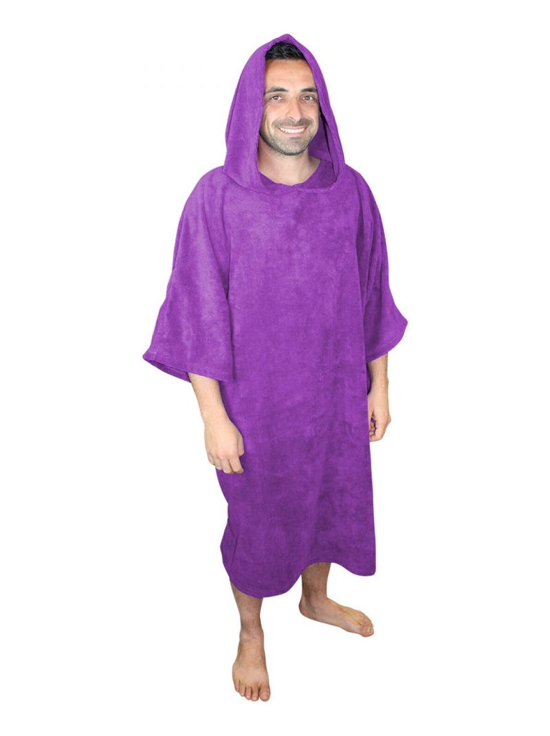 Serviette poncho de bain ou de plage - Adulte - Vivezen Violet - Kiabi