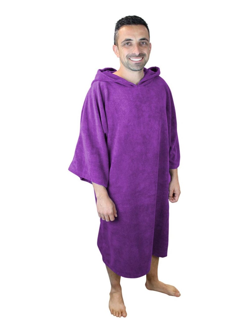 Serviette poncho de bain ou de plage - Adulte - Vivezen Violet - Kiabi