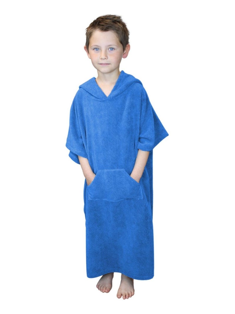 Serviette poncho de bain ou de plage avec poche - Enfant - Vivezen Bleu - Kiabi