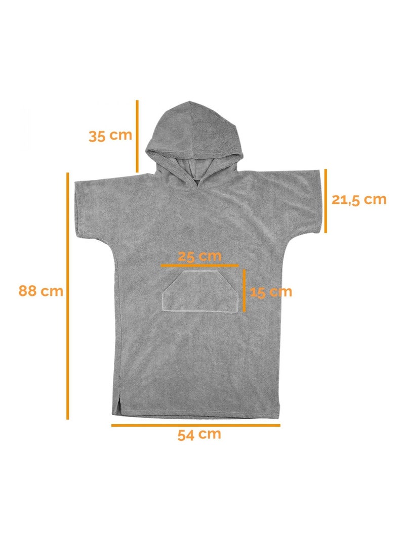 Serviette poncho de bain ou de plage avec poche - Enfant - Vivezen Gris - Kiabi