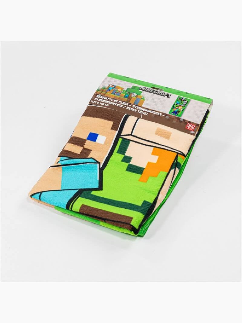 Serviette Vert de Minecraft Steve et Alex contre Steve zombie, creeper, squelette, et evocateur  - 1 Vert - Kiabi