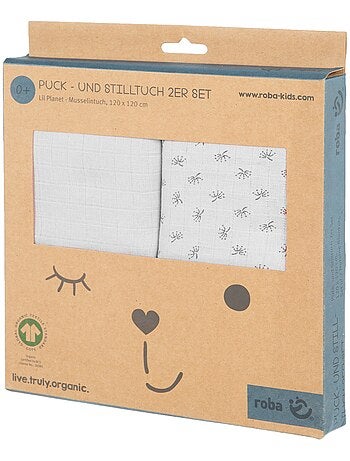 Serviettes d'allaitement en coton bio 2 pièces - ROBA 'lil planet'