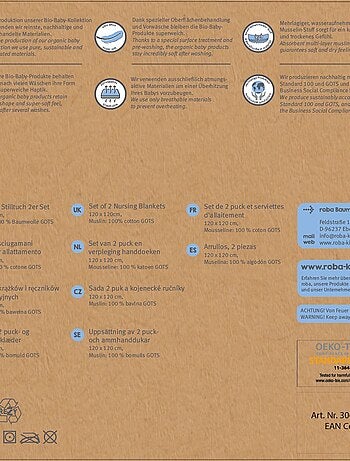 Serviettes d'allaitement en coton bio 2 pièces - ROBA 'lil planet'